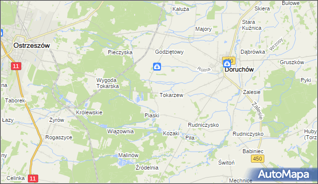 mapa Tokarzew gmina Doruchów, Tokarzew gmina Doruchów na mapie Targeo