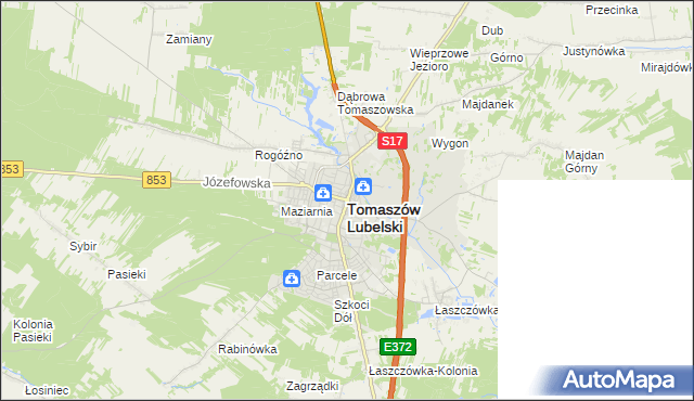 mapa Tomaszów Lubelski, Tomaszów Lubelski na mapie Targeo