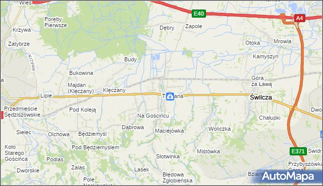 mapa Trzciana gmina Świlcza, Trzciana gmina Świlcza na mapie Targeo