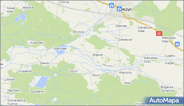 mapa Wąsice, Wąsice na mapie Targeo