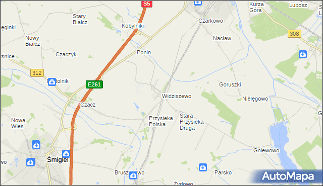 mapa Widziszewo, Widziszewo na mapie Targeo