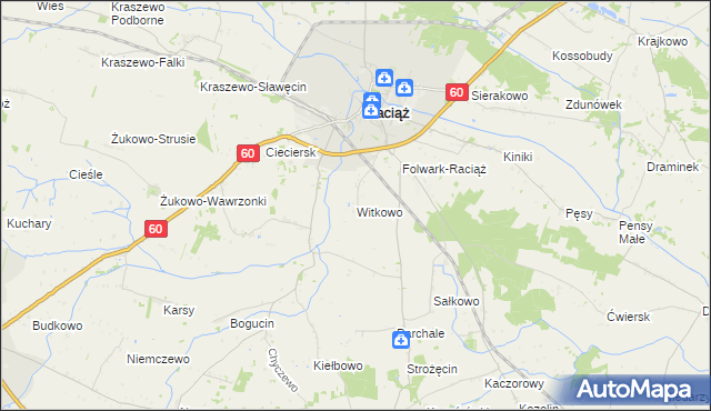 mapa Witkowo gmina Raciąż, Witkowo gmina Raciąż na mapie Targeo