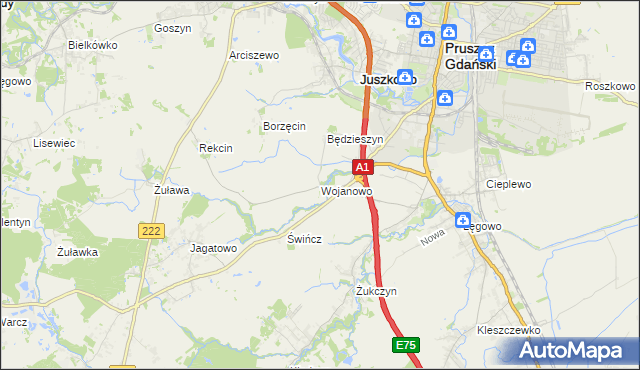 mapa Wojanowo, Wojanowo na mapie Targeo