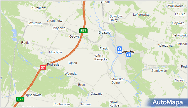 mapa Wólka Kawęcka, Wólka Kawęcka na mapie Targeo