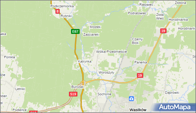 mapa Wólka Poduchowna, Wólka Poduchowna na mapie Targeo
