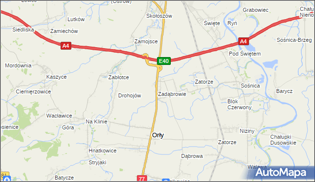mapa Zadąbrowie gmina Orły, Zadąbrowie gmina Orły na mapie Targeo