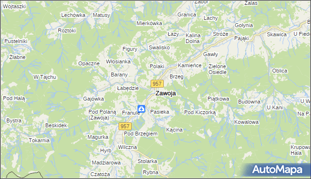 mapa Zawoja, Zawoja na mapie Targeo