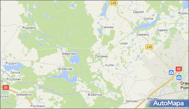 mapa Zbrojewo, Zbrojewo na mapie Targeo