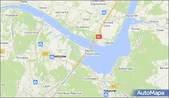 mapa Zegrze Południowe, Zegrze Południowe na mapie Targeo