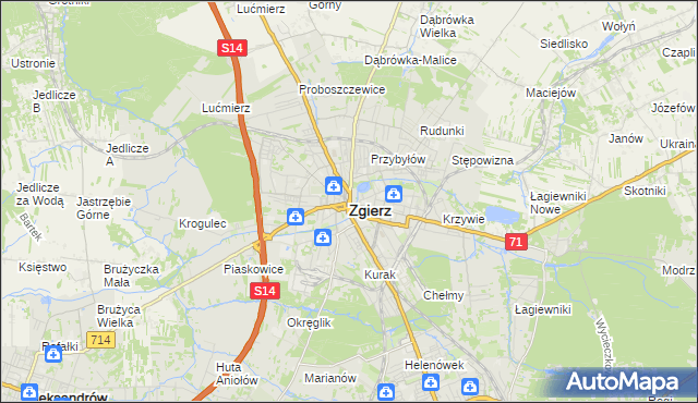 mapa Zgierz, Zgierz na mapie Targeo