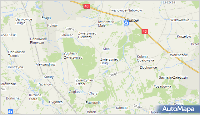 mapa Zwierzyniec Drugi, Zwierzyniec Drugi na mapie Targeo