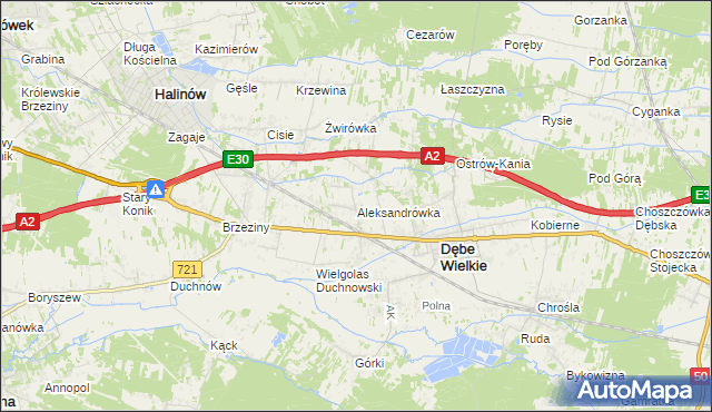 mapa Aleksandrówka gmina Dębe Wielkie, Aleksandrówka gmina Dębe Wielkie na mapie Targeo