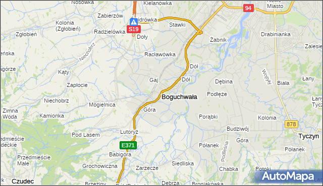 mapa Boguchwała powiat rzeszowski, Boguchwała powiat rzeszowski na mapie Targeo