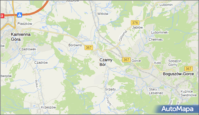 mapa Czarny Bór, Czarny Bór na mapie Targeo