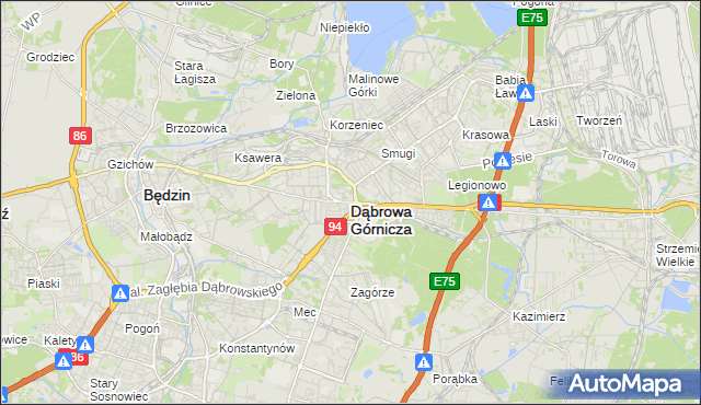 mapa Dąbrowa Górnicza, Dąbrowa Górnicza na mapie Targeo