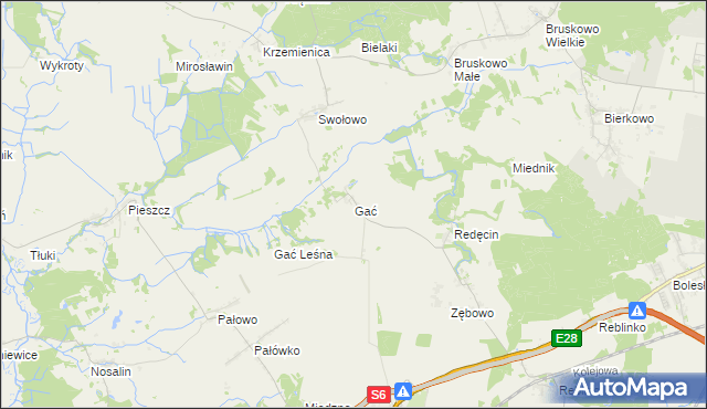 mapa Gać gmina Słupsk, Gać gmina Słupsk na mapie Targeo