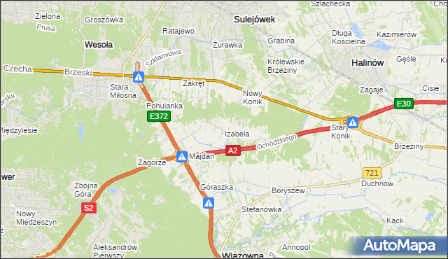 mapa Izabela gmina Wiązowna, Izabela gmina Wiązowna na mapie Targeo