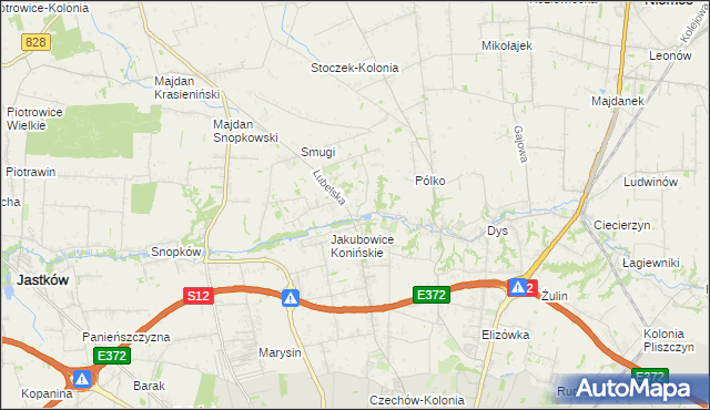 mapa Jakubowice Konińskie-Kolonia, Jakubowice Konińskie-Kolonia na mapie Targeo