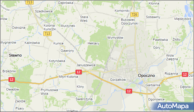 mapa Januszewice Gajówka, Januszewice Gajówka na mapie Targeo