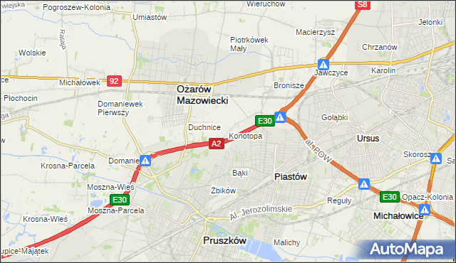 mapa Konotopa gmina Ożarów Mazowiecki, Konotopa gmina Ożarów Mazowiecki na mapie Targeo