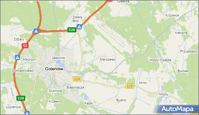 mapa Marszewo gmina Goleniów, Marszewo gmina Goleniów na mapie Targeo