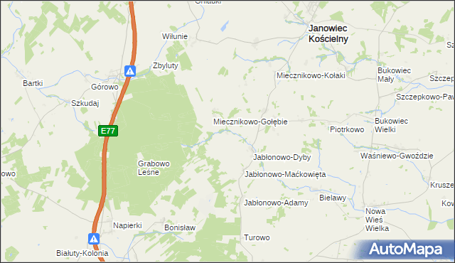 mapa Miecznikowo-Miąchy, Miecznikowo-Miąchy na mapie Targeo