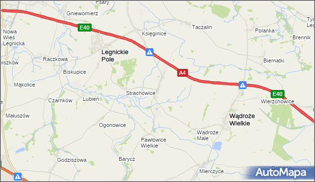 mapa Mikołajowice gmina Legnickie Pole, Mikołajowice gmina Legnickie Pole na mapie Targeo