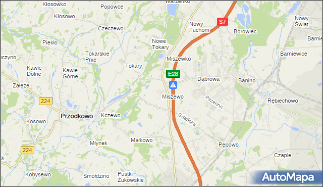 mapa Miszewo gmina Żukowo, Miszewo gmina Żukowo na mapie Targeo