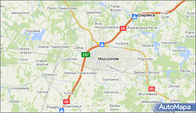mapa Mszczonów, Mszczonów na mapie Targeo