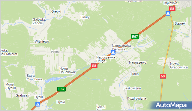 mapa Nagoszewka Druga, Nagoszewka Druga na mapie Targeo