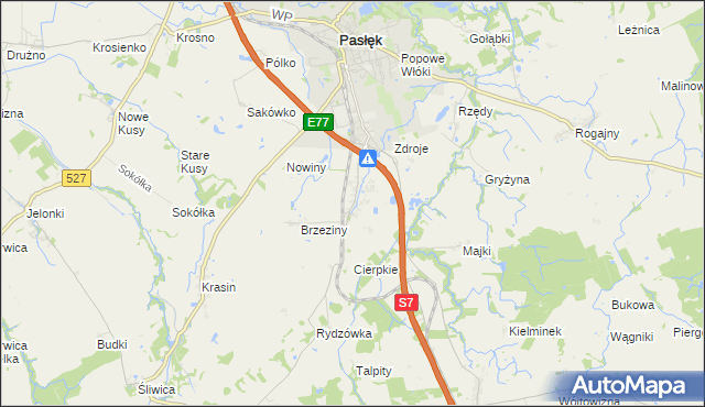 mapa Nowa Wieś gmina Pasłęk, Nowa Wieś gmina Pasłęk na mapie Targeo