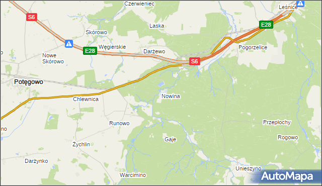 mapa Nowina gmina Potęgowo, Nowina gmina Potęgowo na mapie Targeo