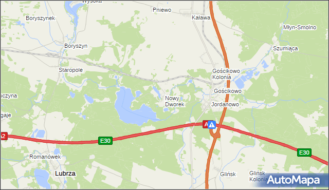 mapa Nowy Dworek gmina Świebodzin, Nowy Dworek gmina Świebodzin na mapie Targeo