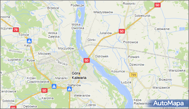 mapa Ostrówek gmina Karczew, Ostrówek gmina Karczew na mapie Targeo