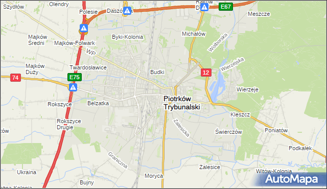 mapa Piotrków Trybunalski, Piotrków Trybunalski na mapie Targeo