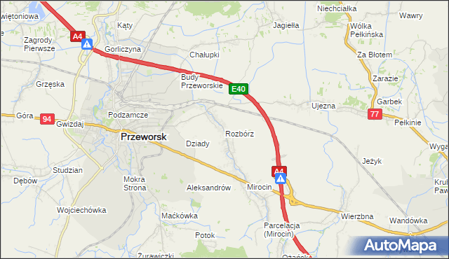 mapa Rozbórz, Rozbórz na mapie Targeo