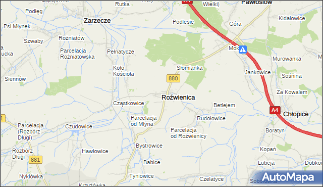 mapa Roźwienica, Roźwienica na mapie Targeo