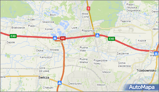 mapa Rudna Mała gmina Głogów Małopolski, Rudna Mała gmina Głogów Małopolski na mapie Targeo