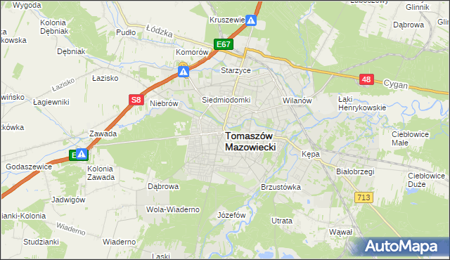 mapa Tomaszów Mazowiecki, Tomaszów Mazowiecki na mapie Targeo