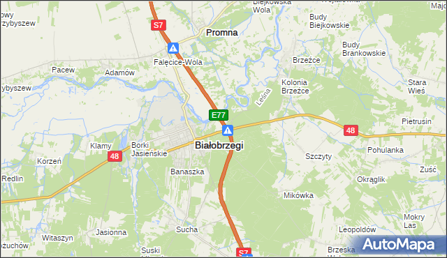 mapa Turno gmina Białobrzegi, Turno gmina Białobrzegi na mapie Targeo