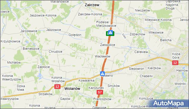 mapa Wacławów gmina Wolanów, Wacławów gmina Wolanów na mapie Targeo