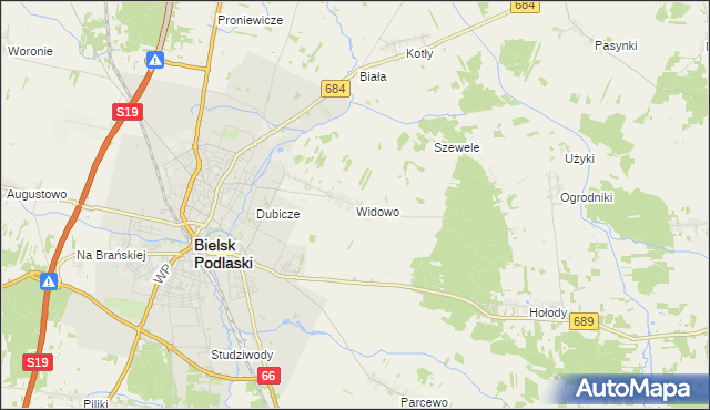 mapa Widowo, Widowo na mapie Targeo