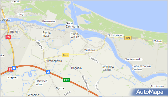 mapa Wiślinka, Wiślinka na mapie Targeo