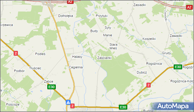 mapa Zaścianki gmina Międzyrzec Podlaski, Zaścianki gmina Międzyrzec Podlaski na mapie Targeo