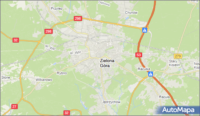 mapa Zielona Góra, Zielona Góra na mapie Targeo