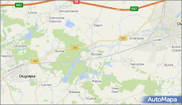 mapa Borowa gmina Długołęka, Borowa gmina Długołęka na mapie Targeo