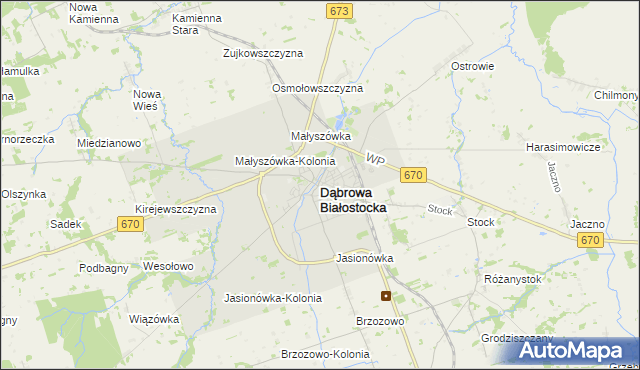 mapa Dąbrowa Białostocka, Dąbrowa Białostocka na mapie Targeo