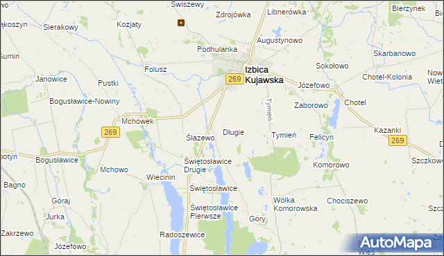 mapa Długie gmina Izbica Kujawska, Długie gmina Izbica Kujawska na mapie Targeo