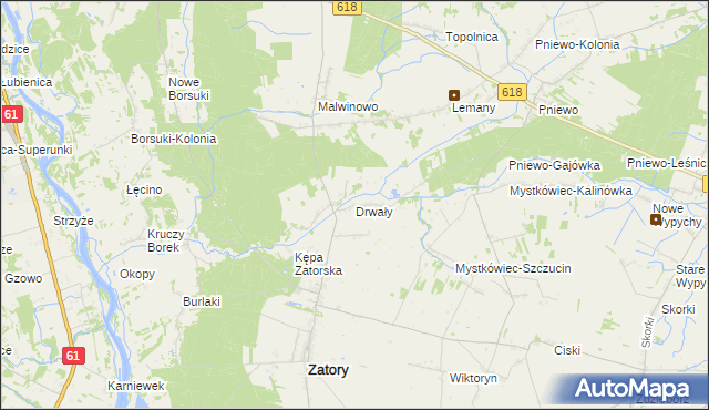 mapa Drwały gmina Zatory, Drwały gmina Zatory na mapie Targeo