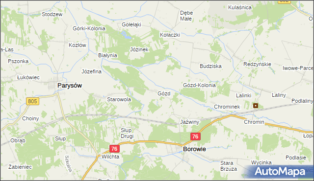 mapa Gózd gmina Borowie, Gózd gmina Borowie na mapie Targeo